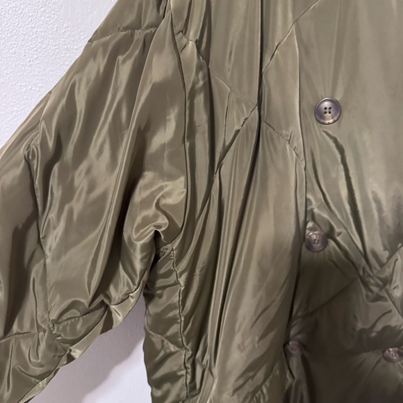 Free People Ella Puffer Puffa Jacket Olive Green Quilted Slouchy Lightweight-M - Picture 5 of 16